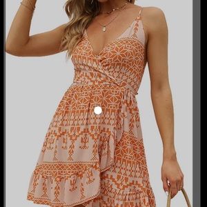 Senfure Women's V-Neck Spaghetti Strap Mini Dress